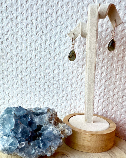 BOUCLES D’OREILLES LABRADORITE