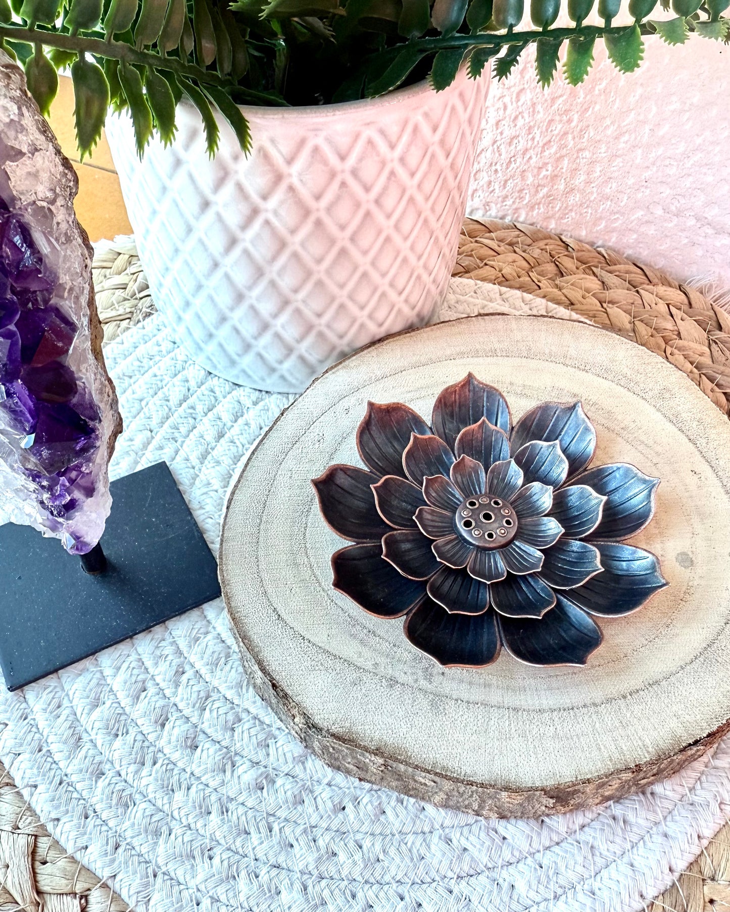 PORTE ENCENS Métal Grande Fleur de Lotus