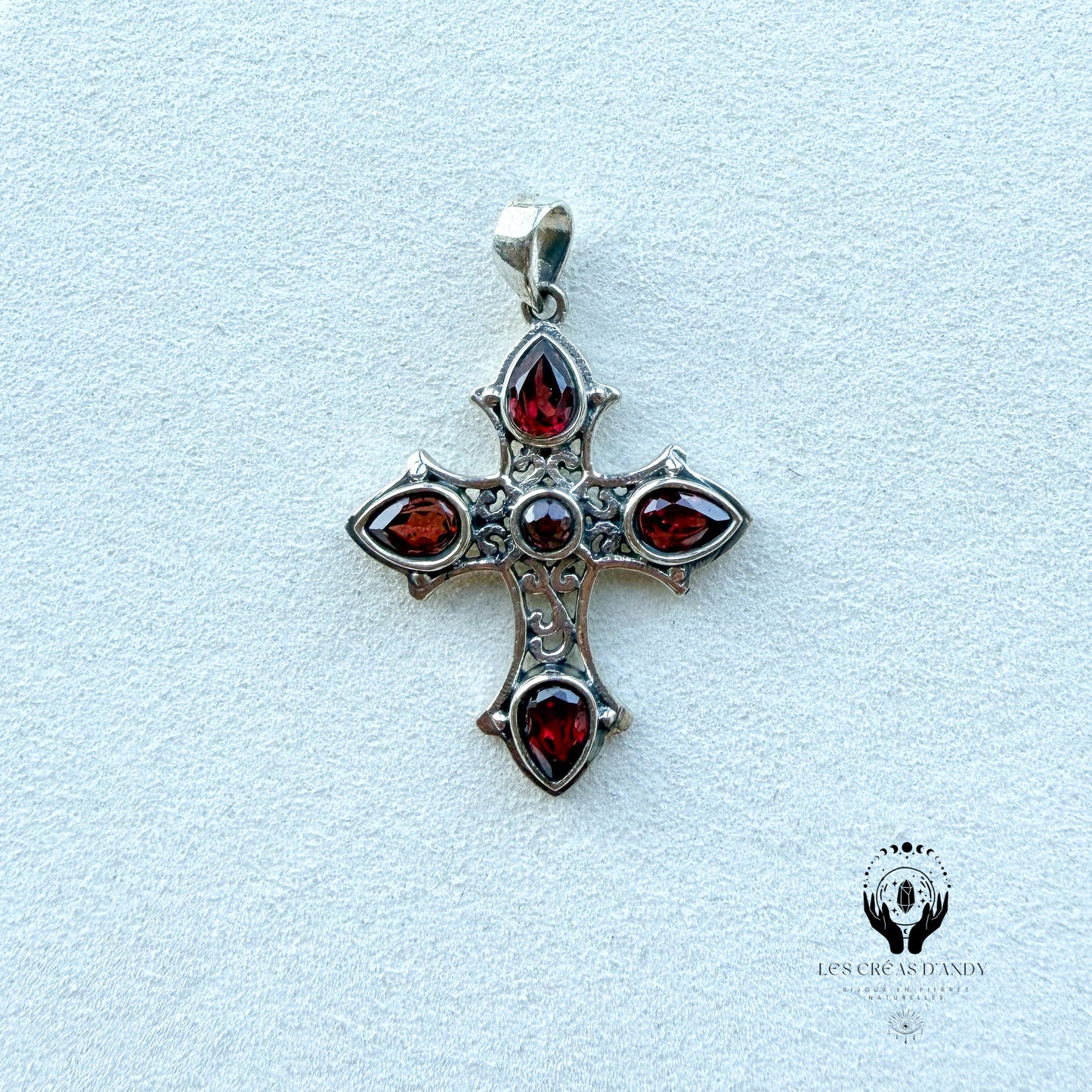 CROIX PIERRES NATURELLES ET ARGENT 925