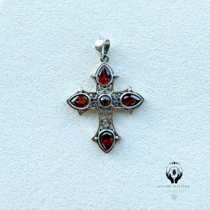 CROIX PIERRES NATURELLES ET ARGENT 925