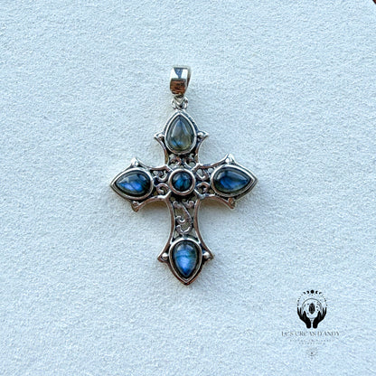 CROIX PIERRES NATURELLES ET ARGENT 925