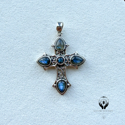 CROIX PIERRES NATURELLES ET ARGENT 925