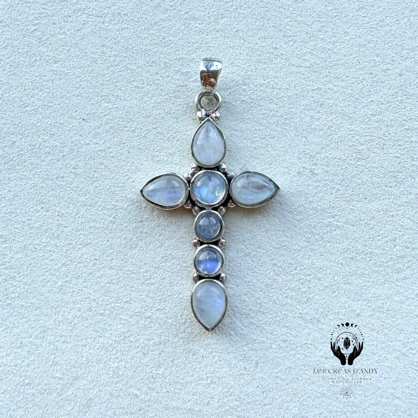 CROIX PIERRES NATURELLES ET ARGENT 925