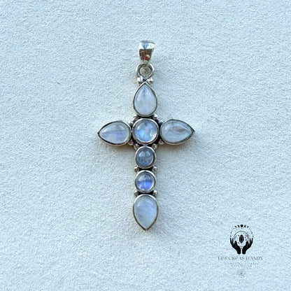 CROIX PIERRES NATURELLES ET ARGENT 925