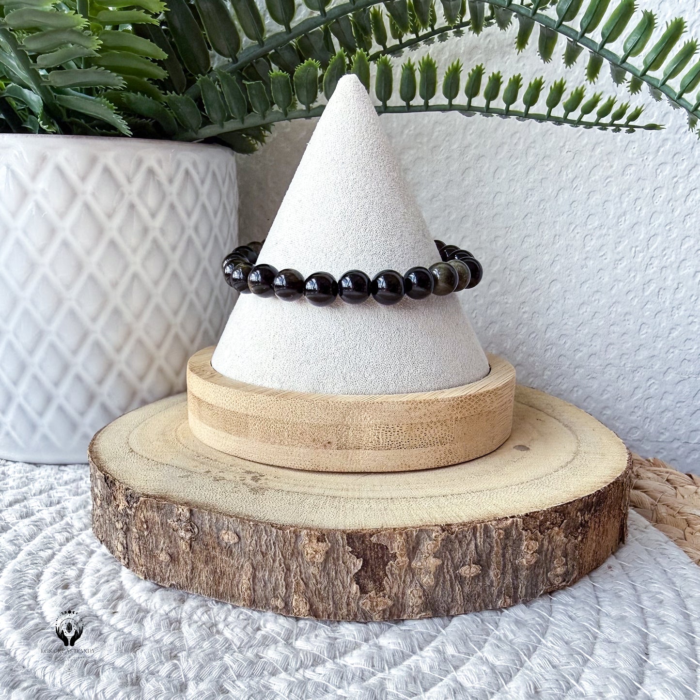 BRACELETS EN OBSIDIENNE (doré, Argenté, œil céleste)