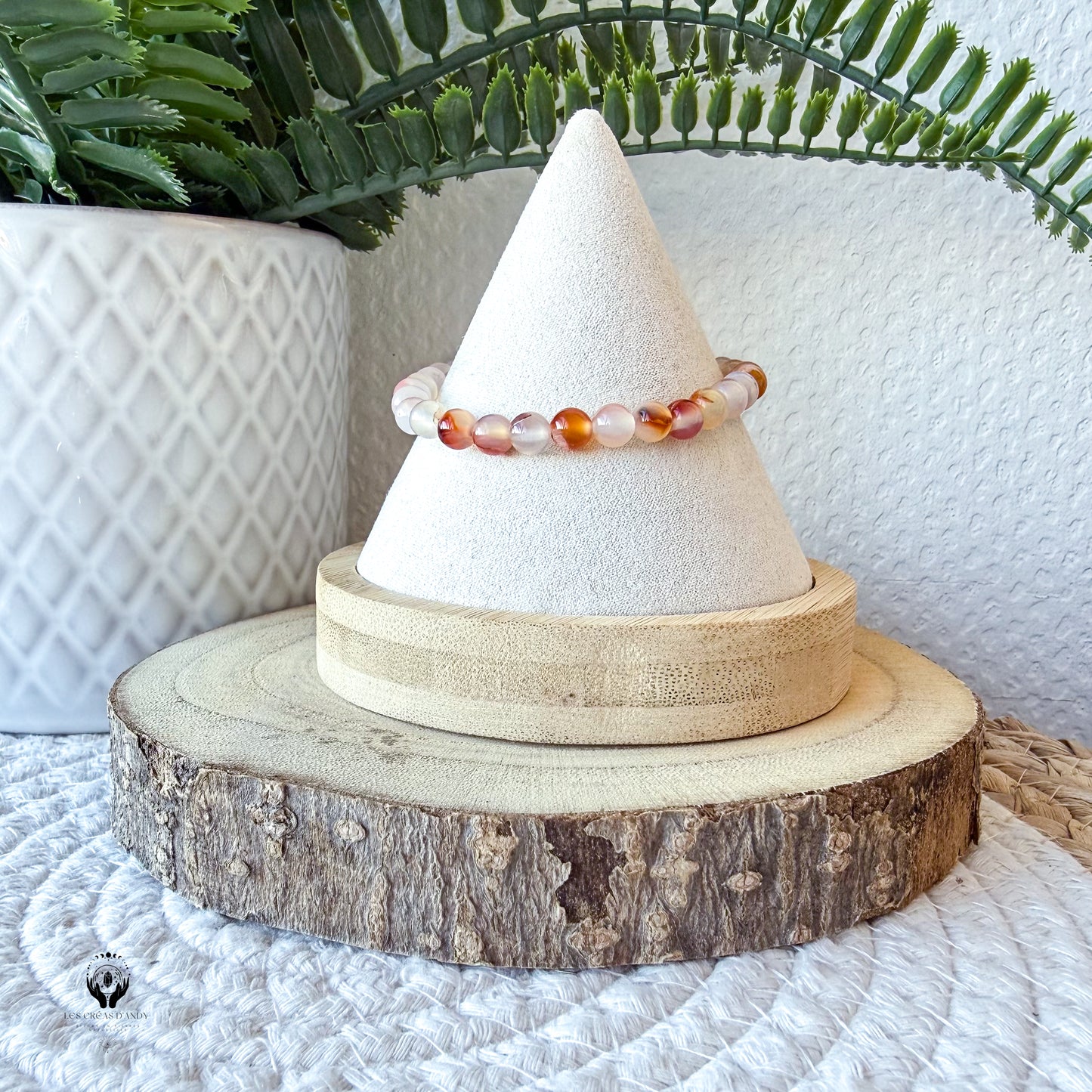 BRACELETS AGATE BLANCHE & CORNALINE