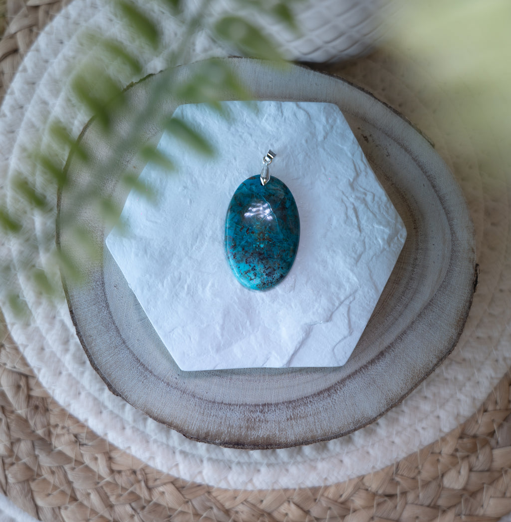 Pendentif Chrysocolle – Pierre naturelle apaisement et communication