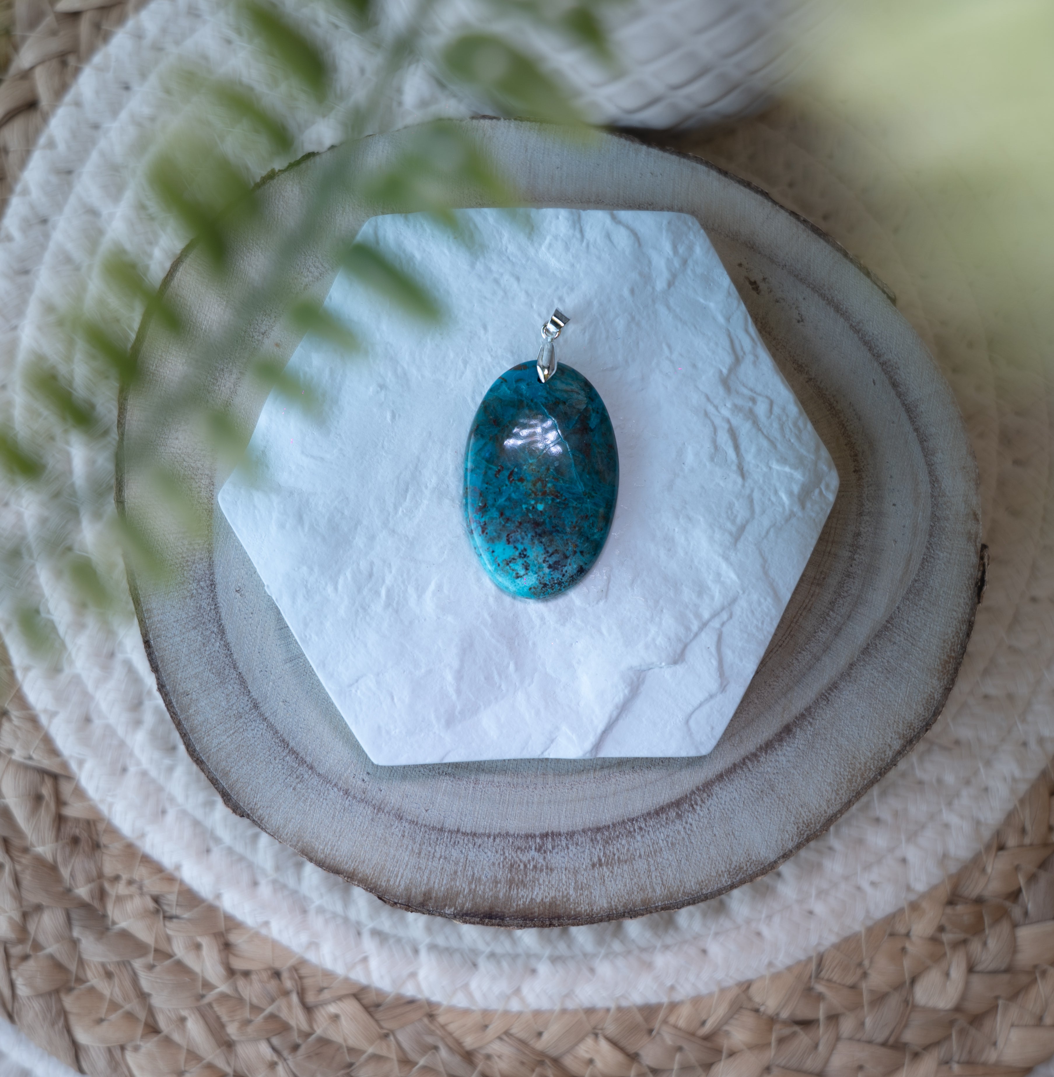 Pendentif Chrysocolle – Pierre naturelle apaisement et communication