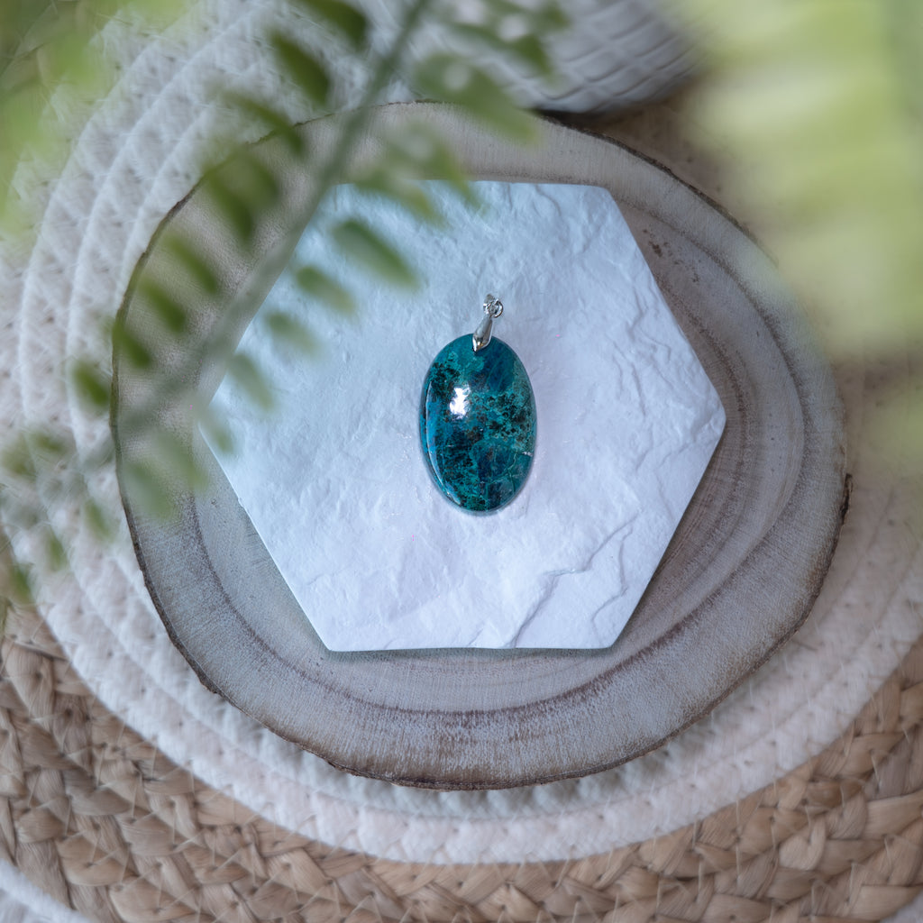 Pendentif Chrysocolle – Pierre naturelle apaisement et communication
