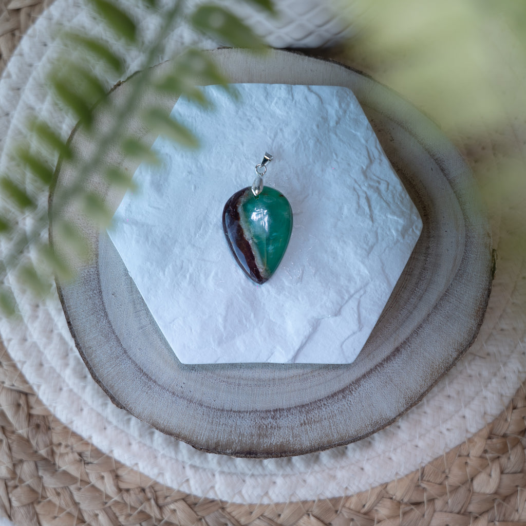 Pendentif Bio Chrysoprase – Pierre naturelle renouveau et apaisement
