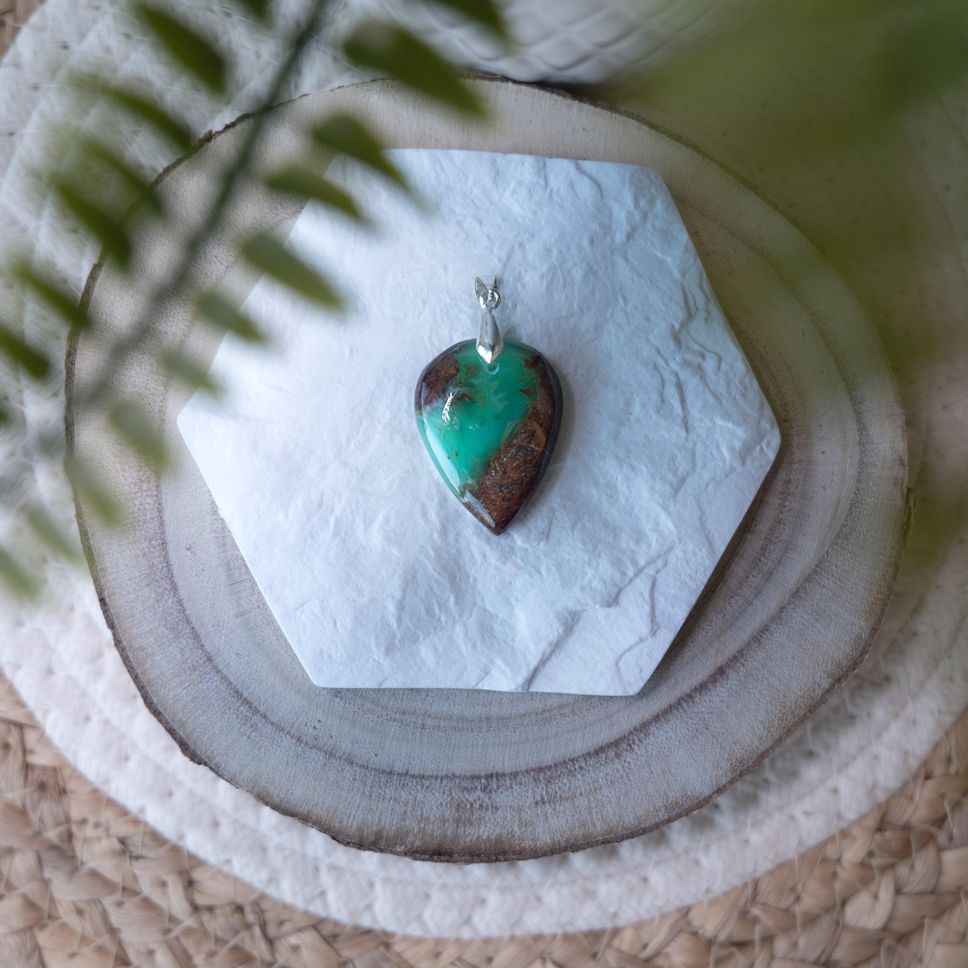 Pendentif Bio Chrysoprase – Pierre naturelle renouveau et apaisement