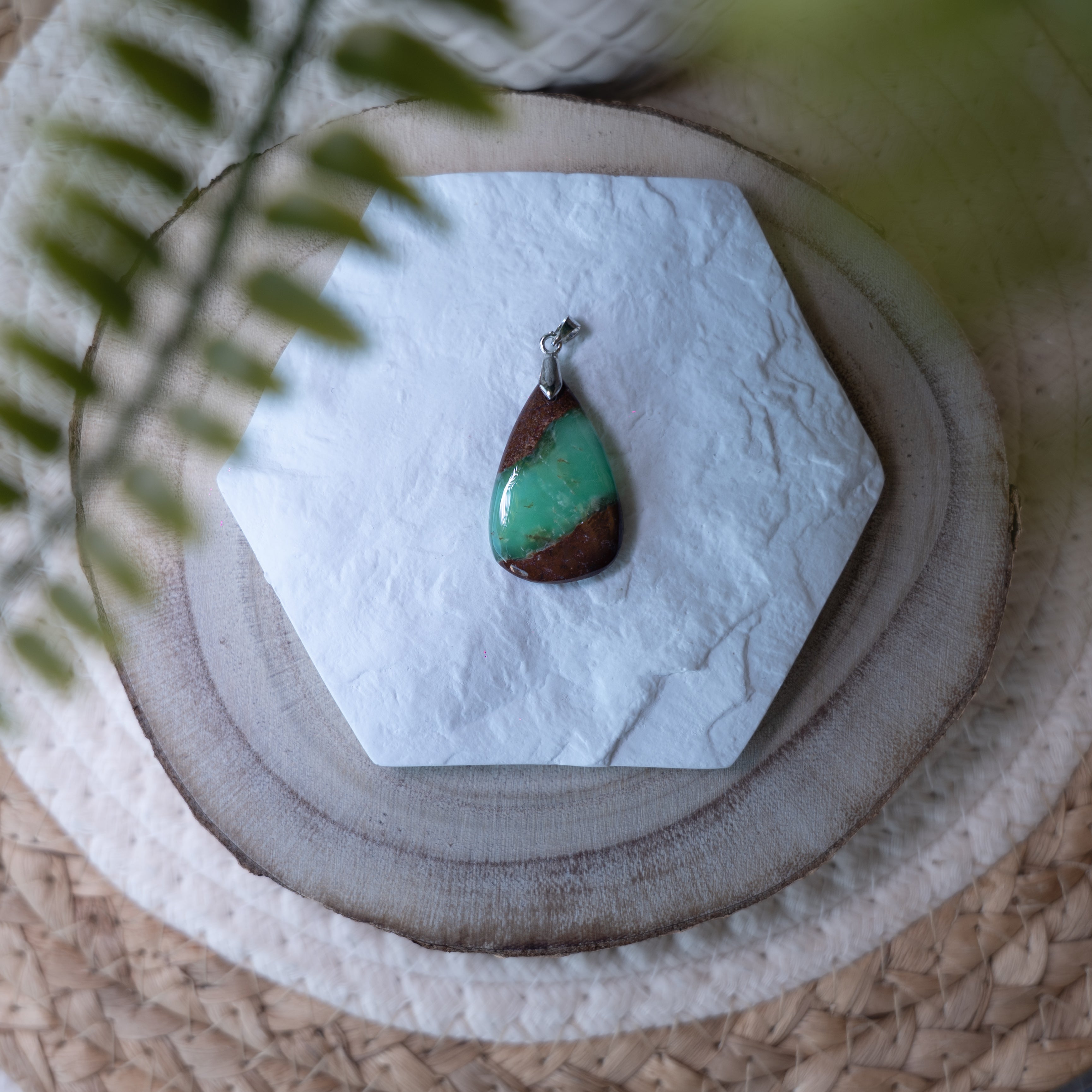 Pendentif Bio Chrysoprase – Pierre naturelle renouveau et apaisement