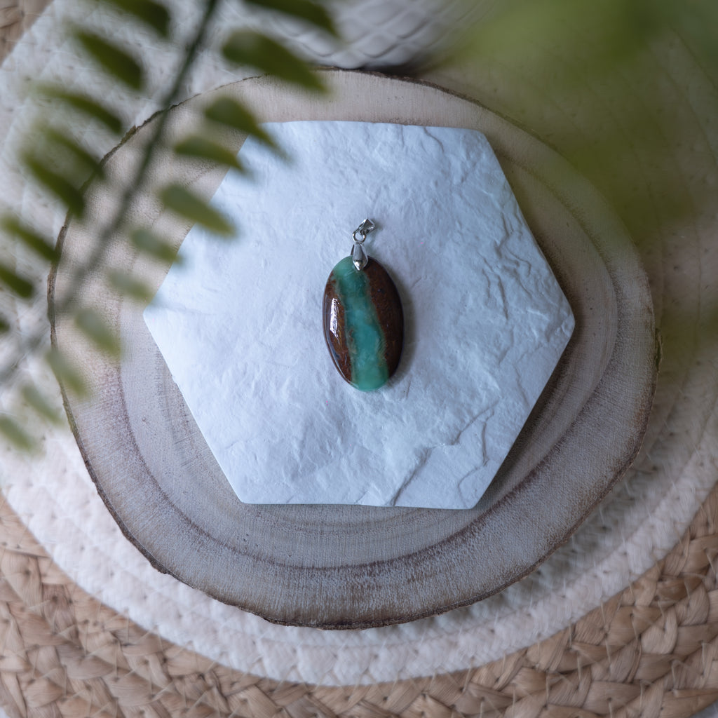 Pendentif Bio Chrysoprase – Pierre naturelle renouveau et apaisement