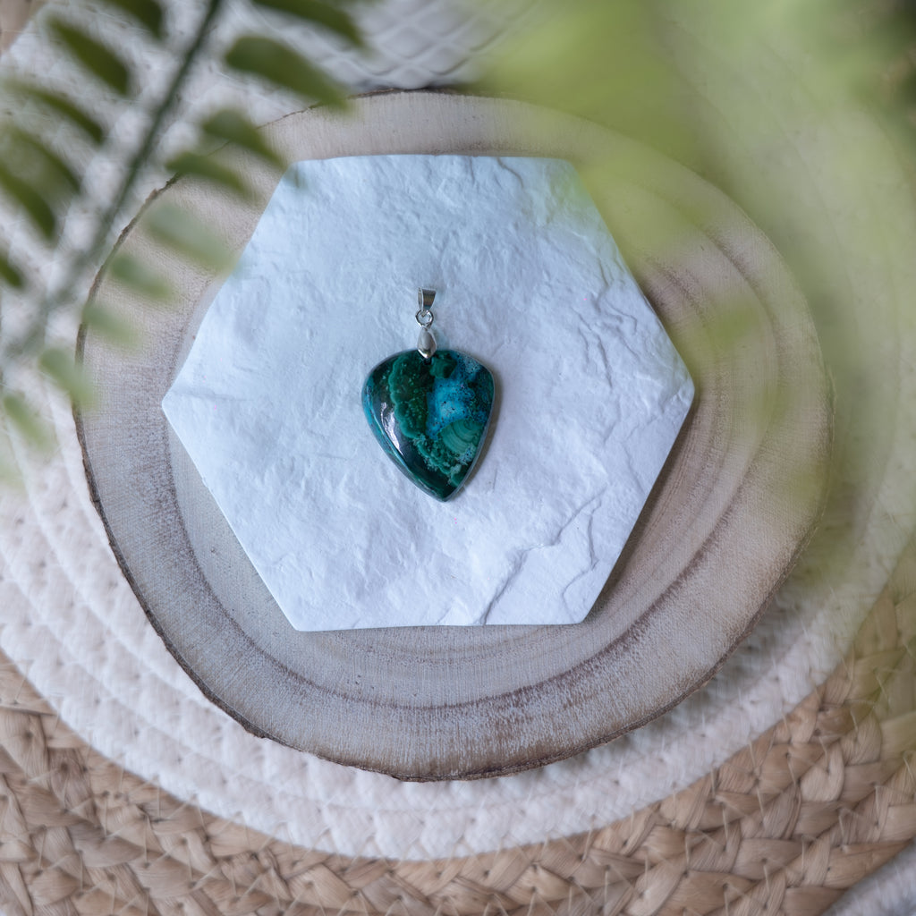 Pendentif Malachite Chrysocolle – Pierre naturelle protection et équilibre émotionnel