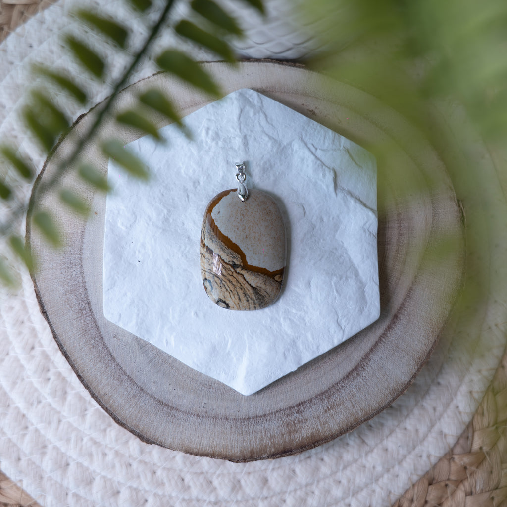 Pendentif Jaspe Paysage – Pierre naturelle ancrage et sérénité
