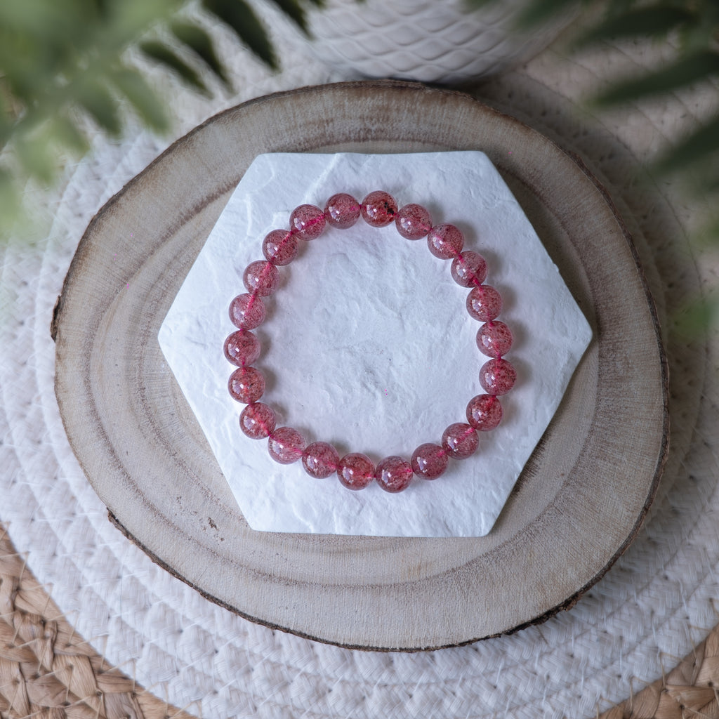 Bracelet Quartz Fraise – Pierre naturelle amour et joie de vivre
