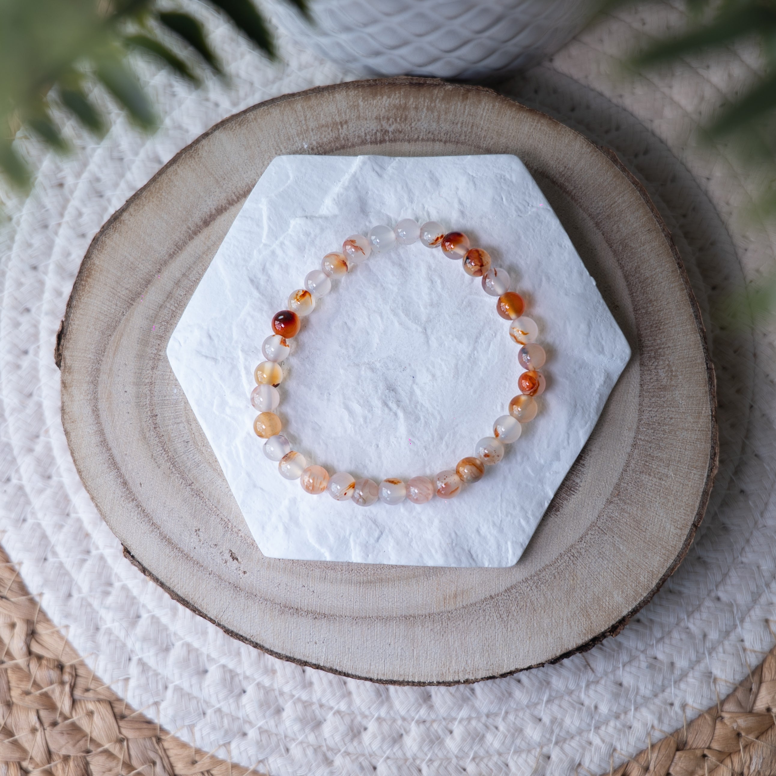 Bracelet Agate Blanche & Cornaline – Pierre naturelle équilibre et énergie