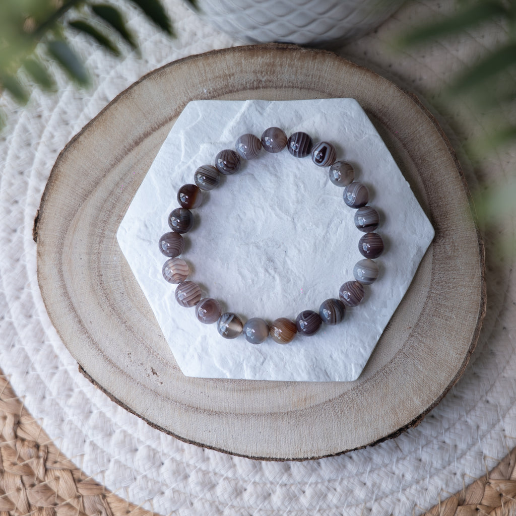 Bracelet Agate du Botswana – Pierre naturelle apaisement et réconfort
