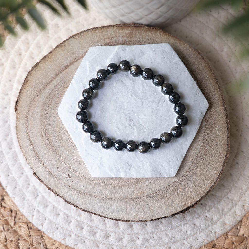 Bracelet Obsidienne Argentée & Dorée – Pierre naturelle protection et révélation