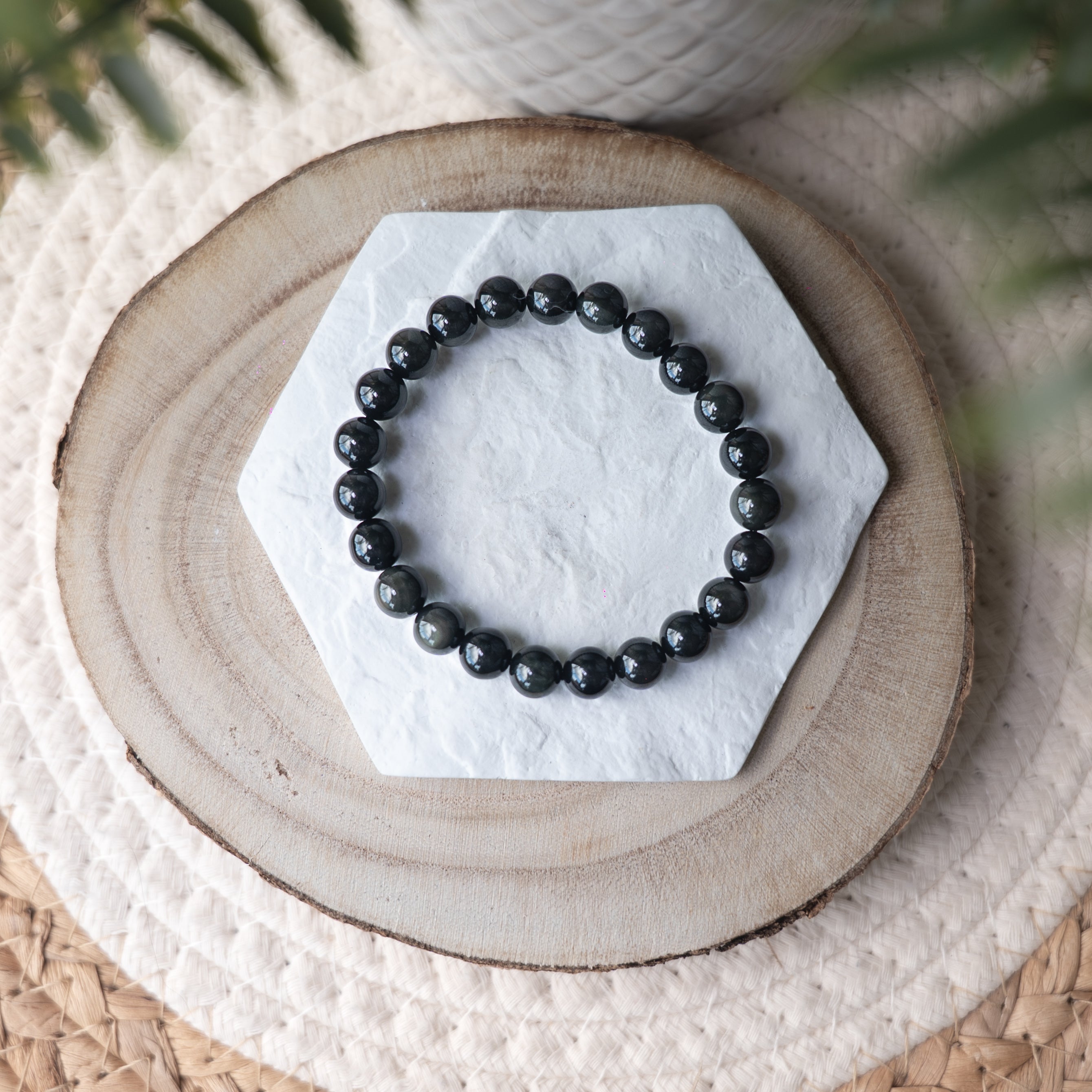 Bracelet Obsidienne Œil Céleste – Pierre naturelle protection puissante et ancrage