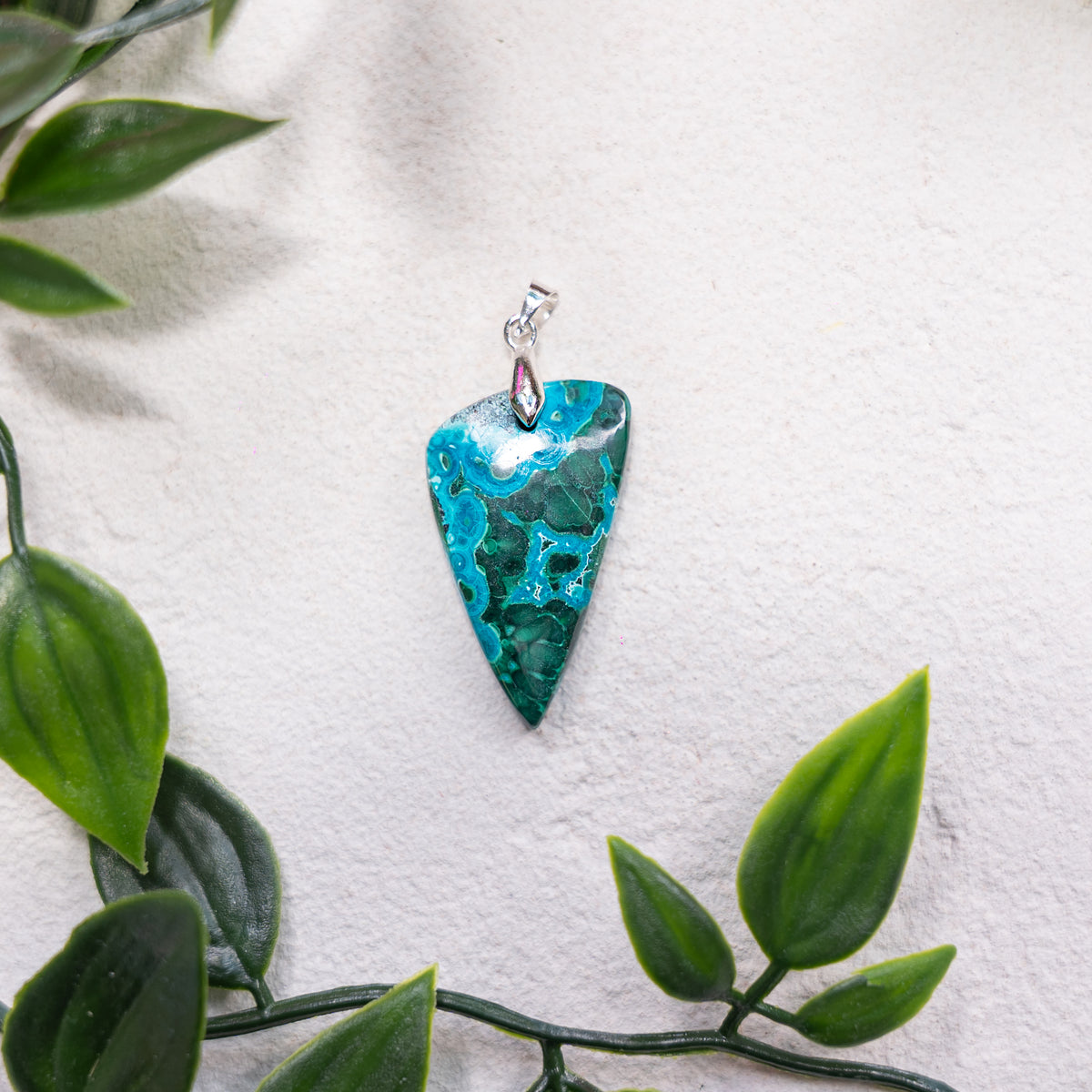 Pendentif Malachite Chrysocolle – Pierre naturelle protection et équilibre émotionnel