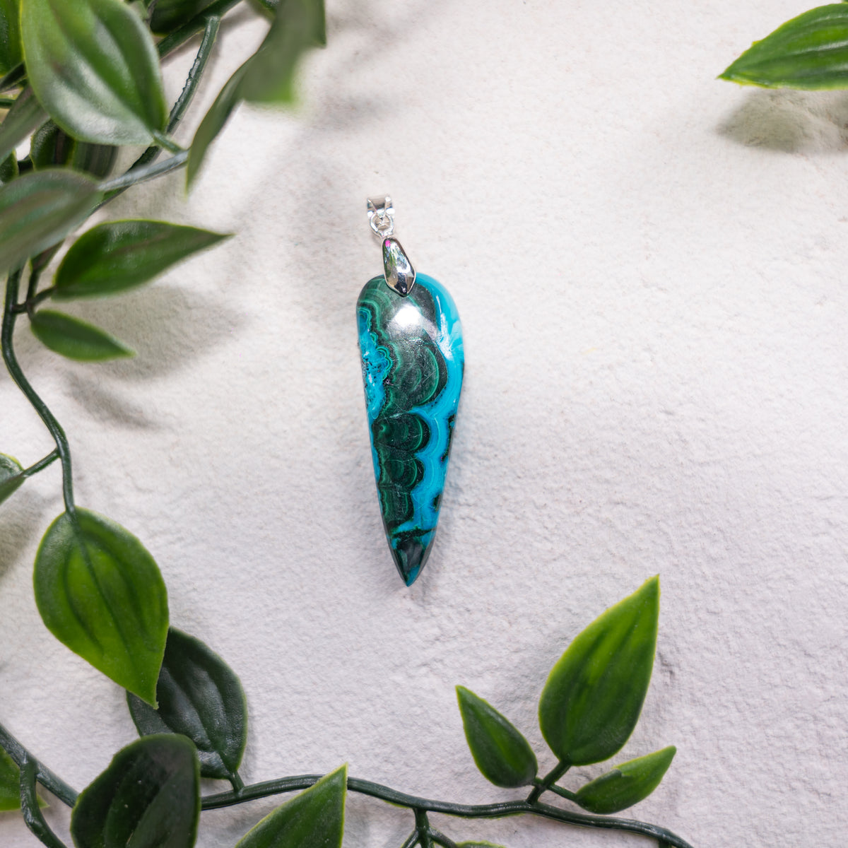 Pendentif Malachite Chrysocolle – Pierre naturelle protection et équilibre émotionnel
